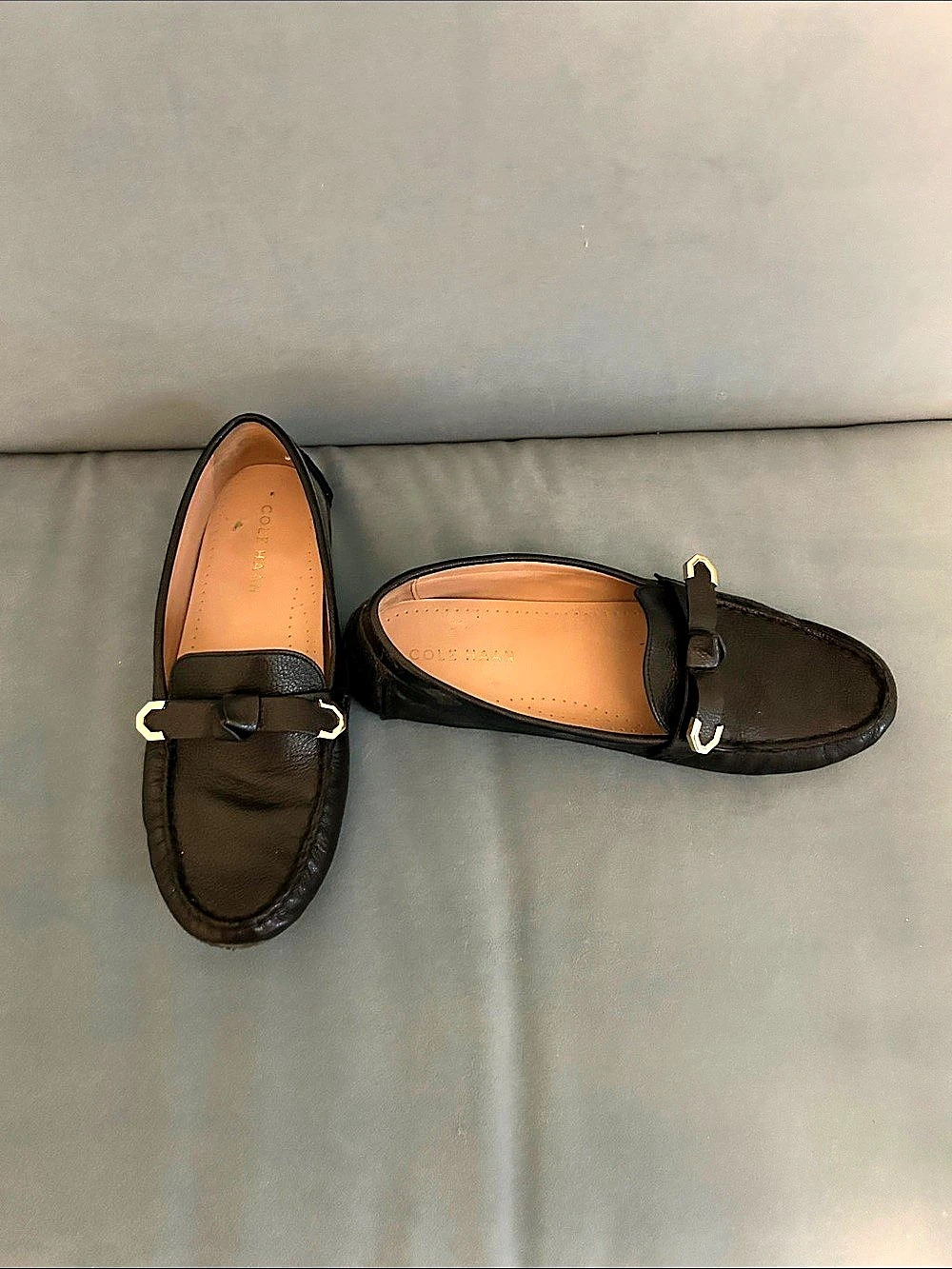 Cole Haan Evelyn Bow Driver Black Loafers Like New